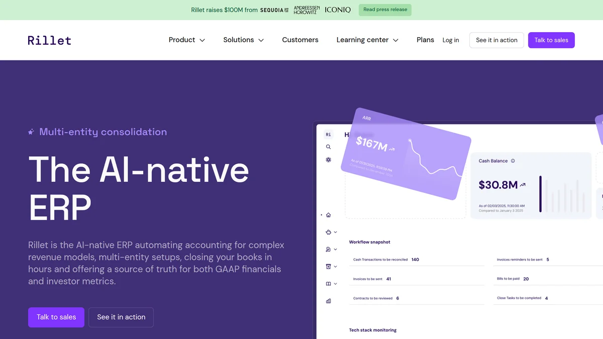 Rillet Raises $70M to Replace 20th-Century Accounting Software with AI-Native ERP Built by Accountants