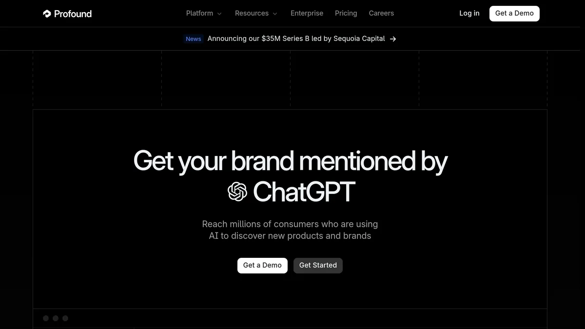 Screenshot of AI visibility platform