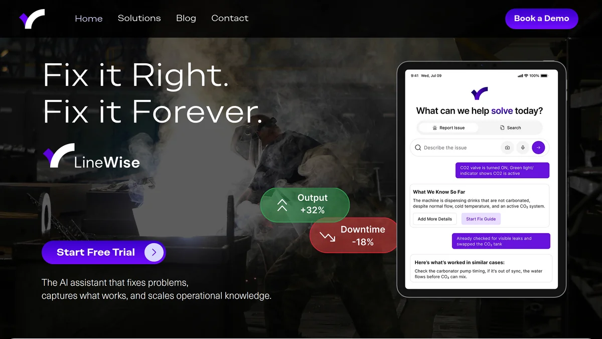 LineWise (YC X25) Raises $1.1M Pre-Seed Funding to End Costly Factory Downtime and Yield Loss