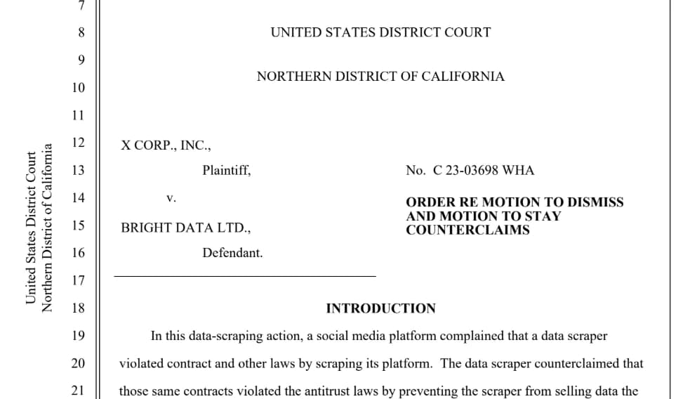 Federal Court Upholds Bright Data's Antitrust Claims Against X