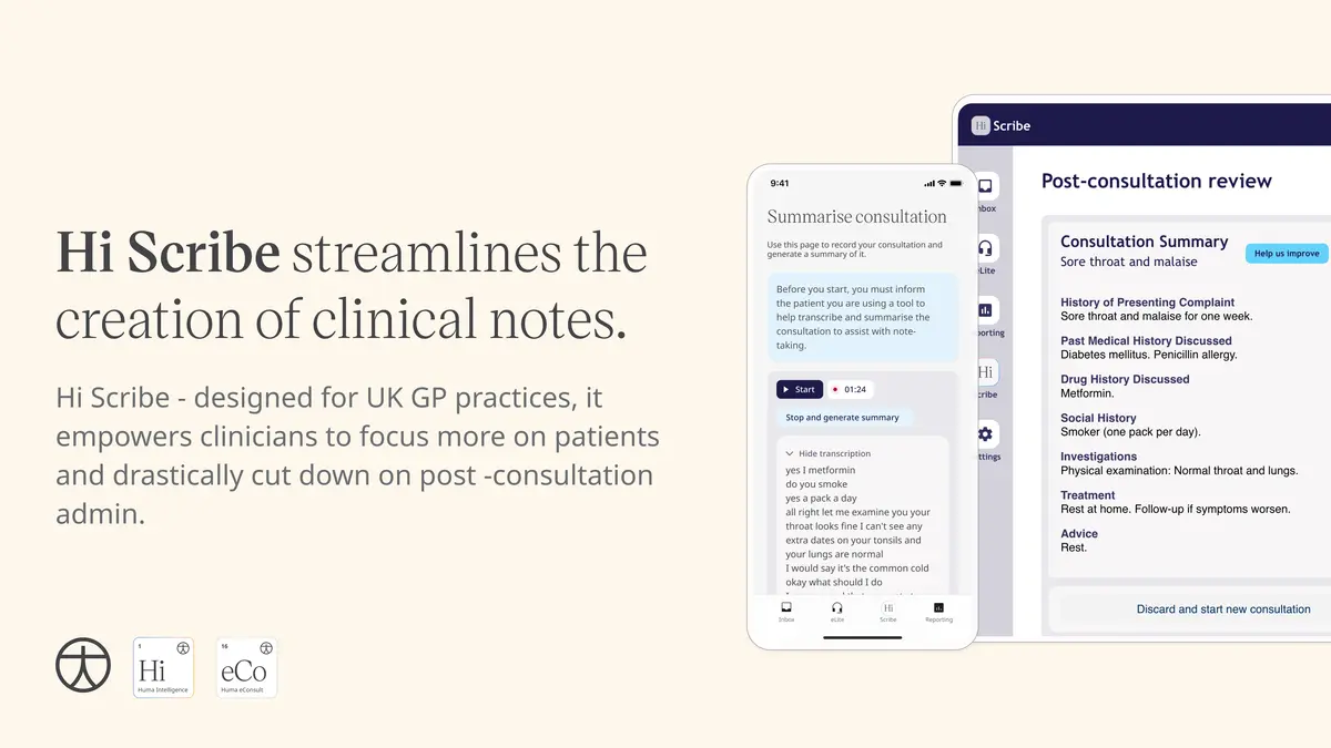 Huma is announcing the launch of Hi Scribe, an AI tool to automate and streamline clinical notes and billing