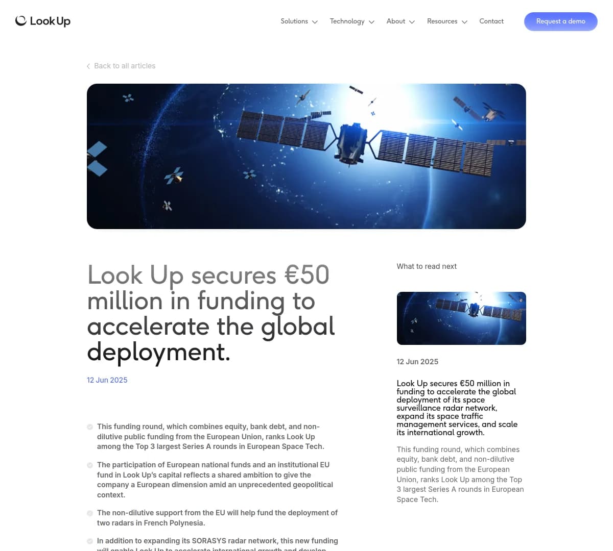 Look Up Lands €50 Million Series A Funding for Space Traffic Management