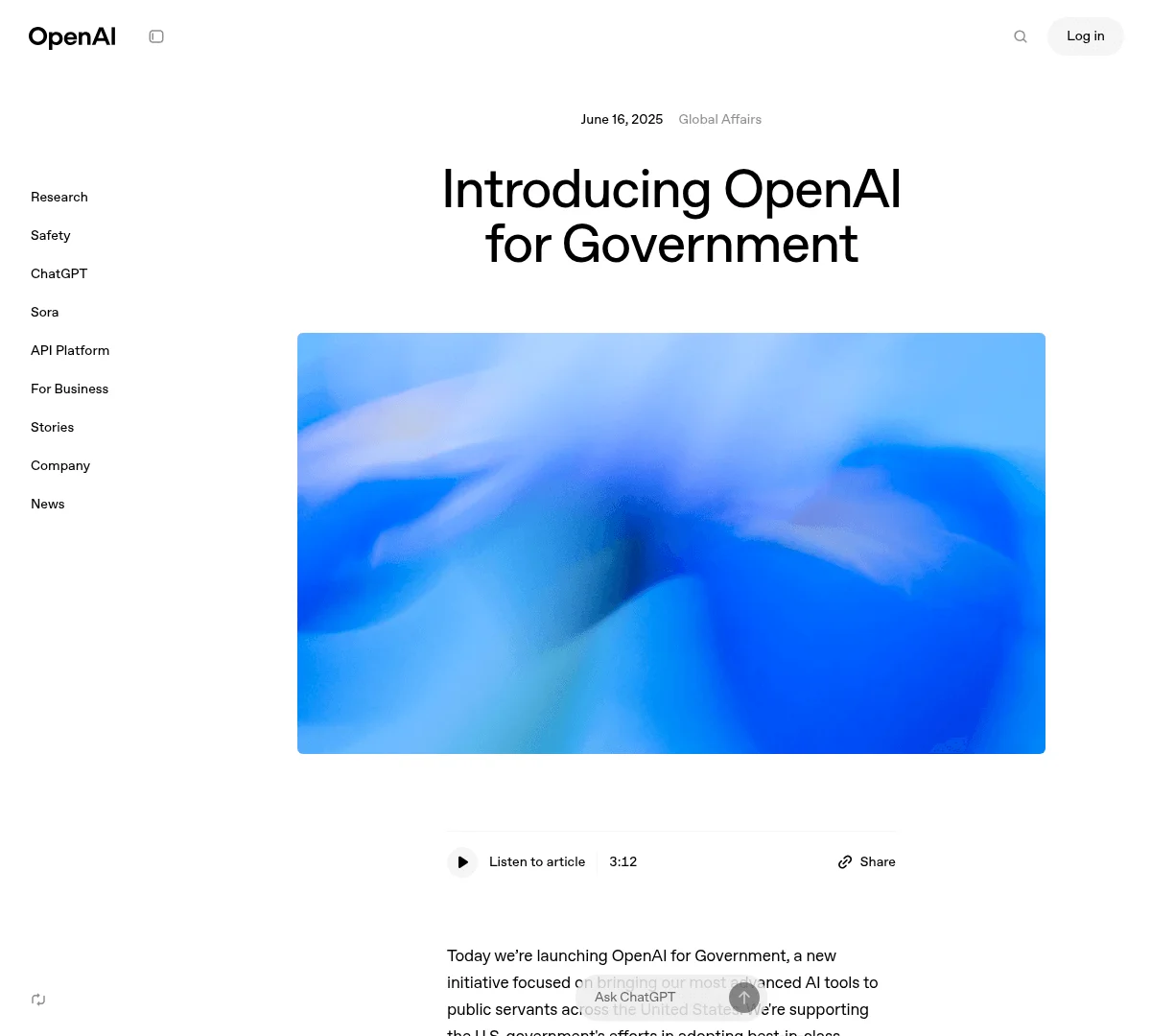 Screenshot of OpenAI funding