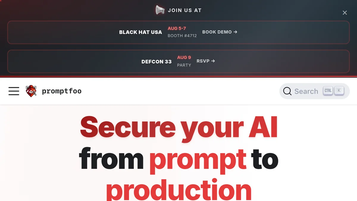 Screenshot of AI security platform