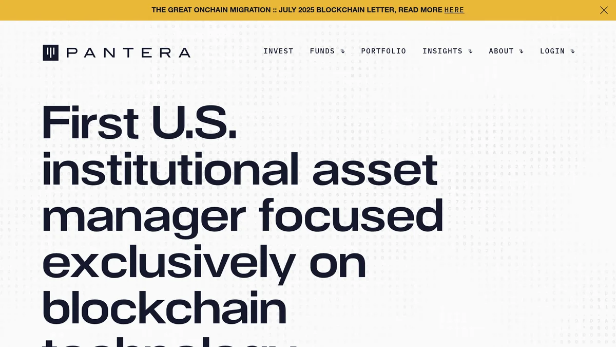 Screenshot of Pantera Capital fund