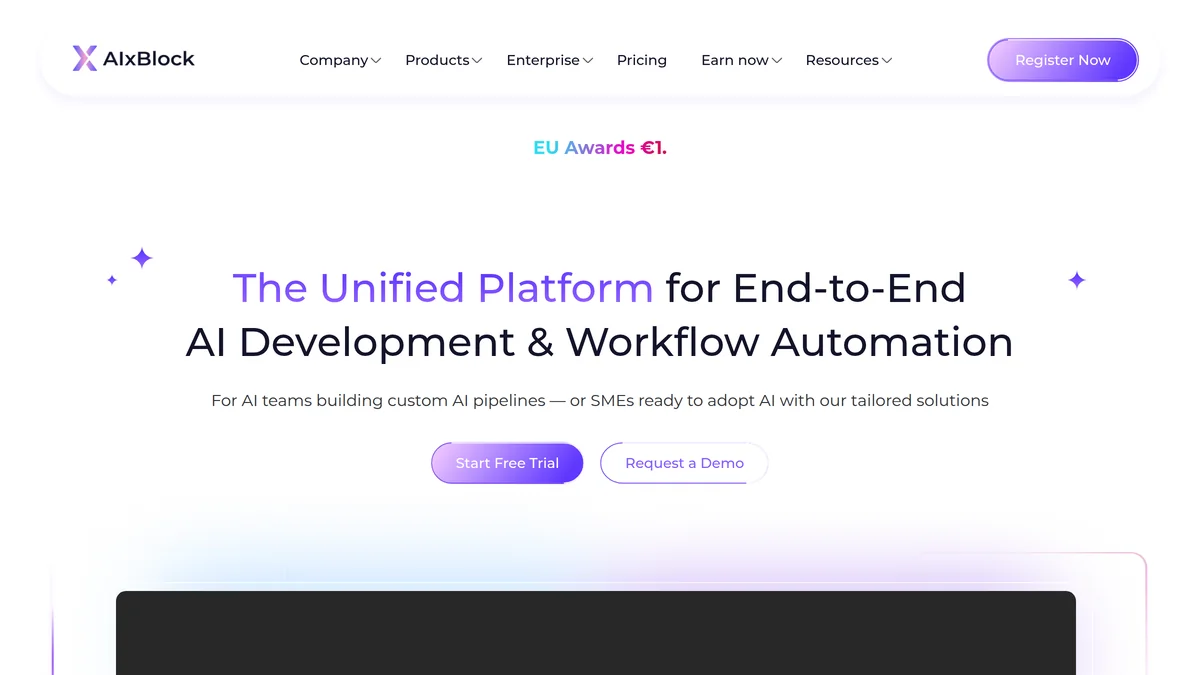 Screenshot of AIxBlock EU funding