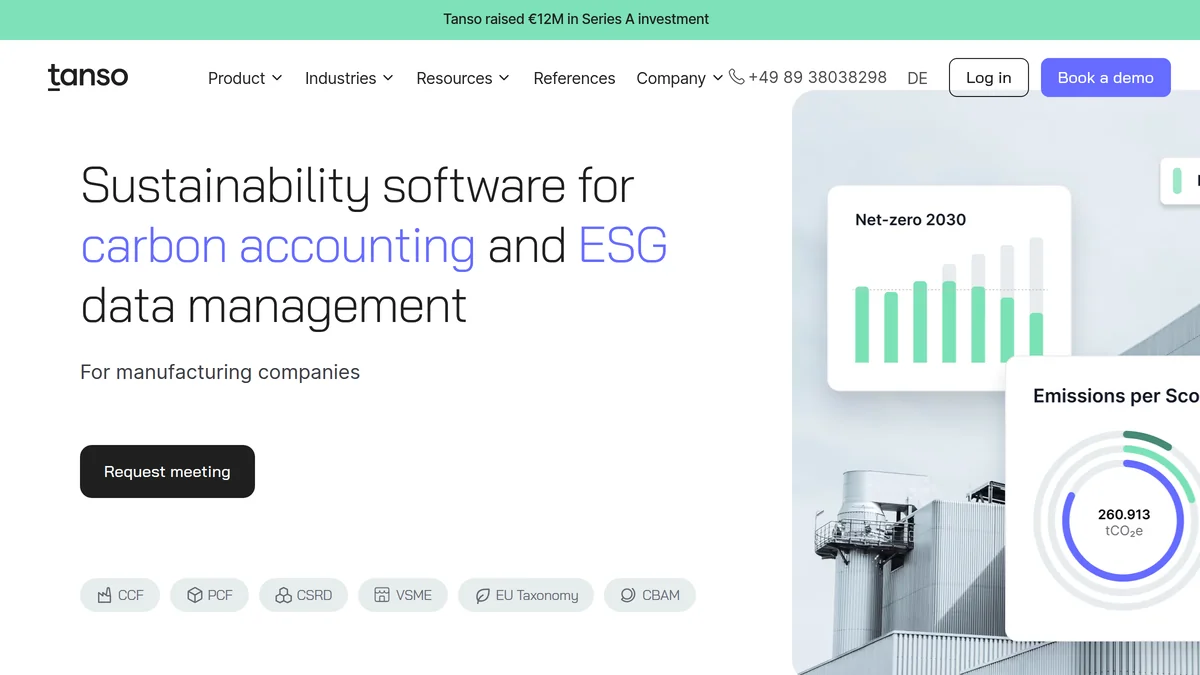 Screenshot of Tanso environmental compliance