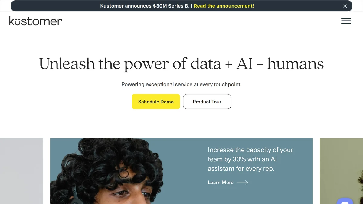 Screenshot of Kustomer AI platform