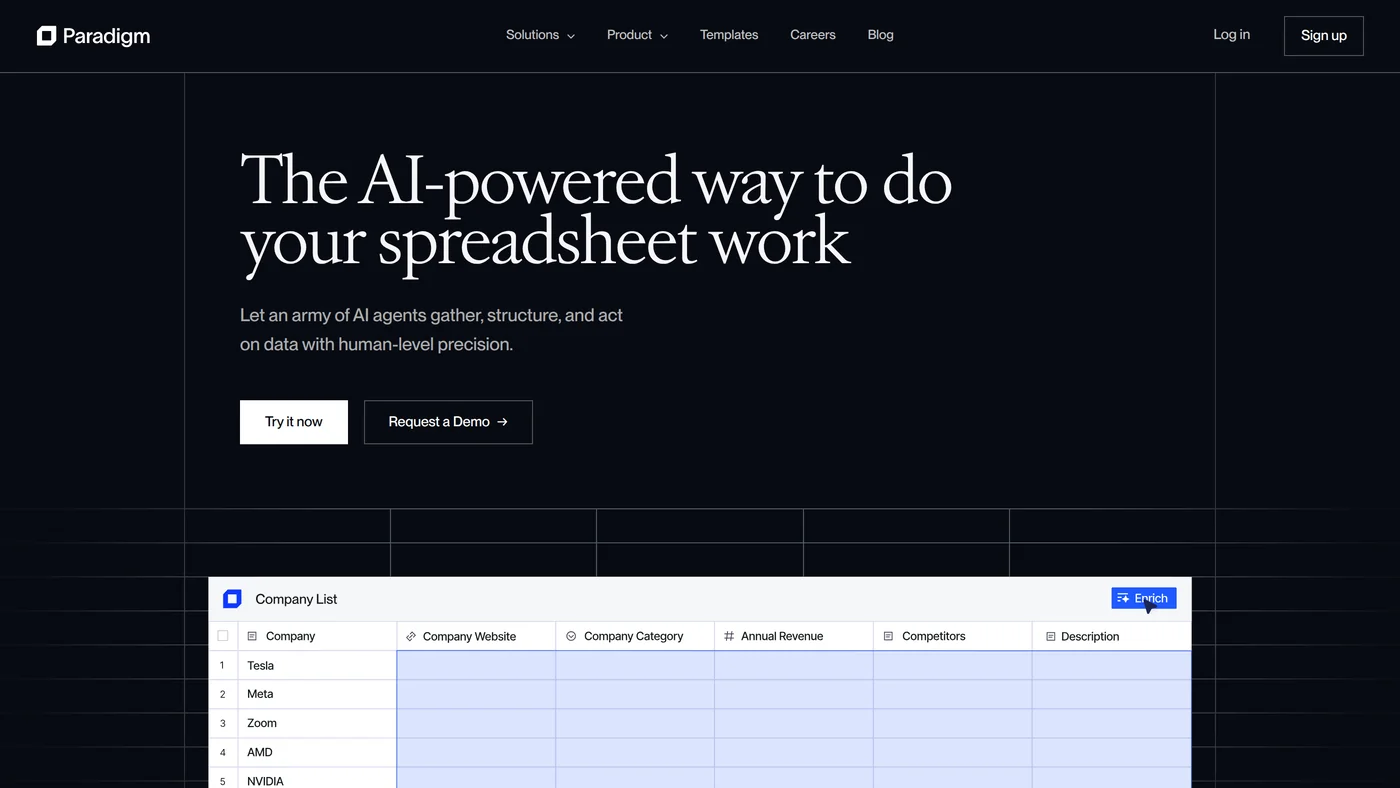 Screenshot of AI spreadsheet