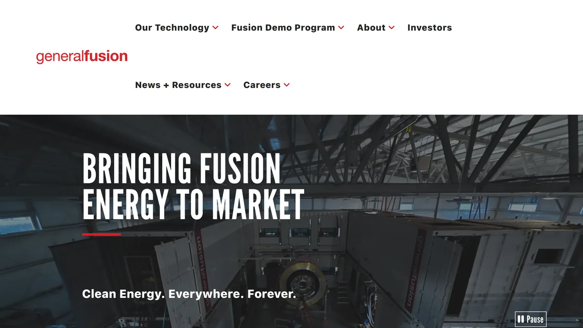 Screenshot of fusion energy funding