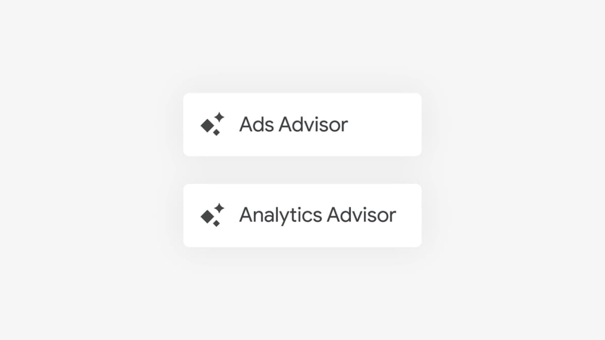 Google AI advisors interface showing data visualizations and campaign recommendations for digital advertisers.