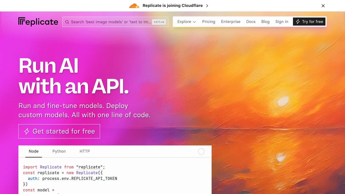 Screenshot of Replicate Cloudflare acquisition