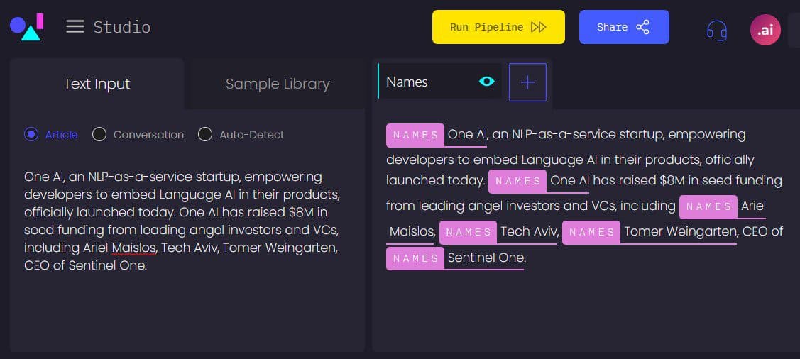 One AI Language Studio Example