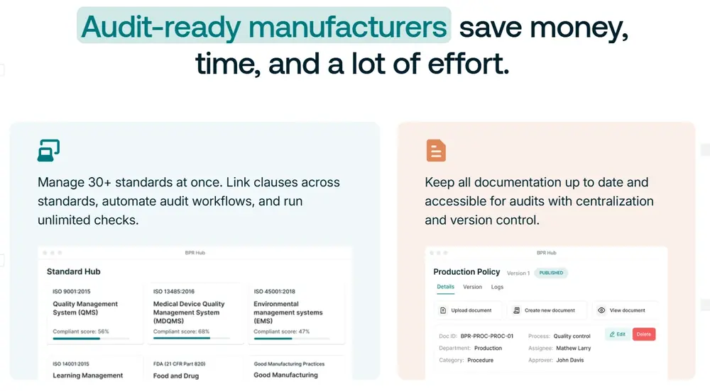 AI-driven document review for manufacturing compliance startup BPR Hub. Credit: BPR Hub.