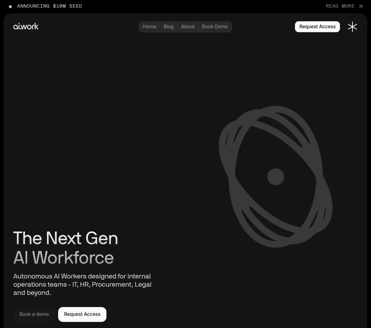 Screenshot of ai.work $10 Million Seed Funding