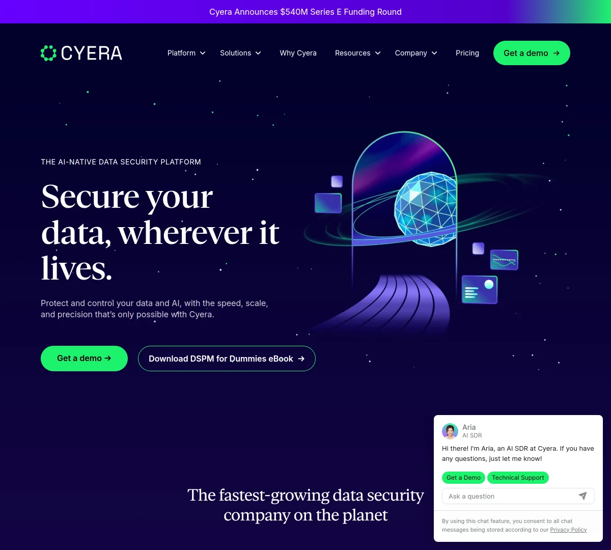 Screenshot of Cyera Series E Funding