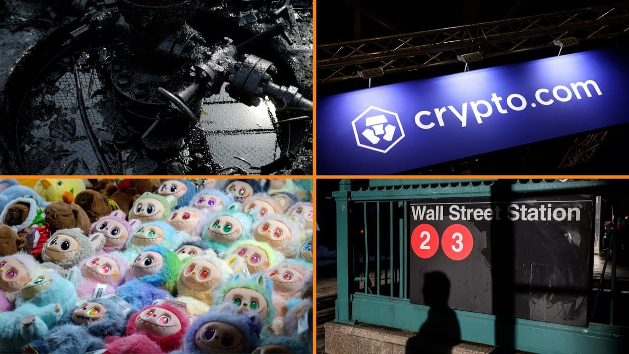 Signage for Crypto.com with its logo illuminated.