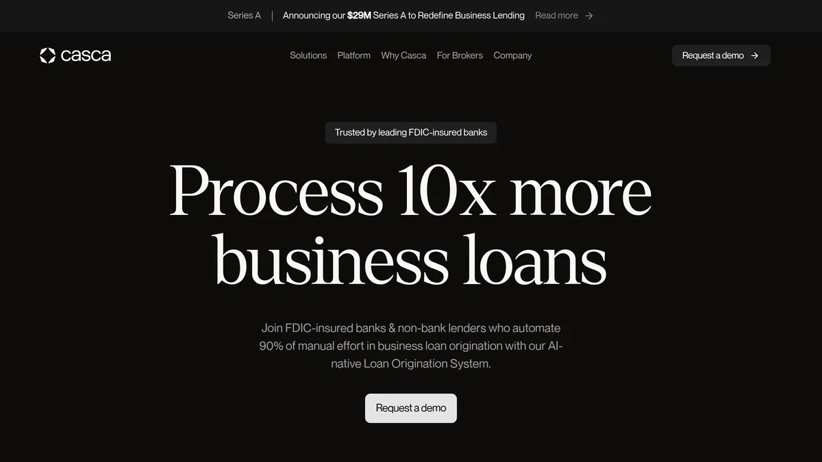 Casca Raises $29M for AI Loan Origination Platform