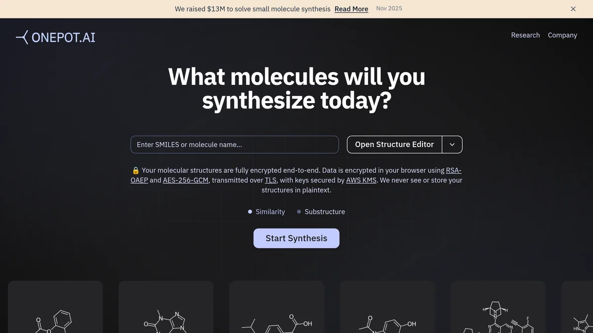 Onepot AI Secures $13 Million to Revolutionize Chemical Synthesis for Drug Discovery