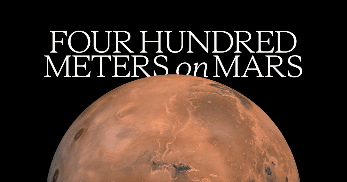 Illustration of NASA's Perseverance rover on the surface of Mars.