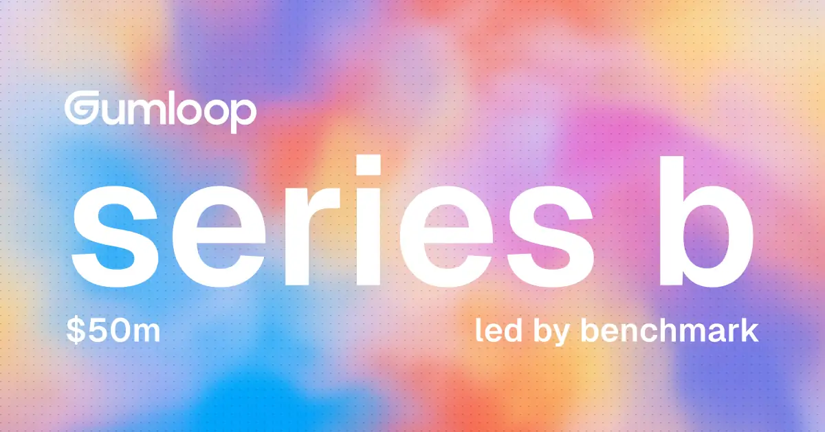 Gumloop logo with $50M Series B announcement text