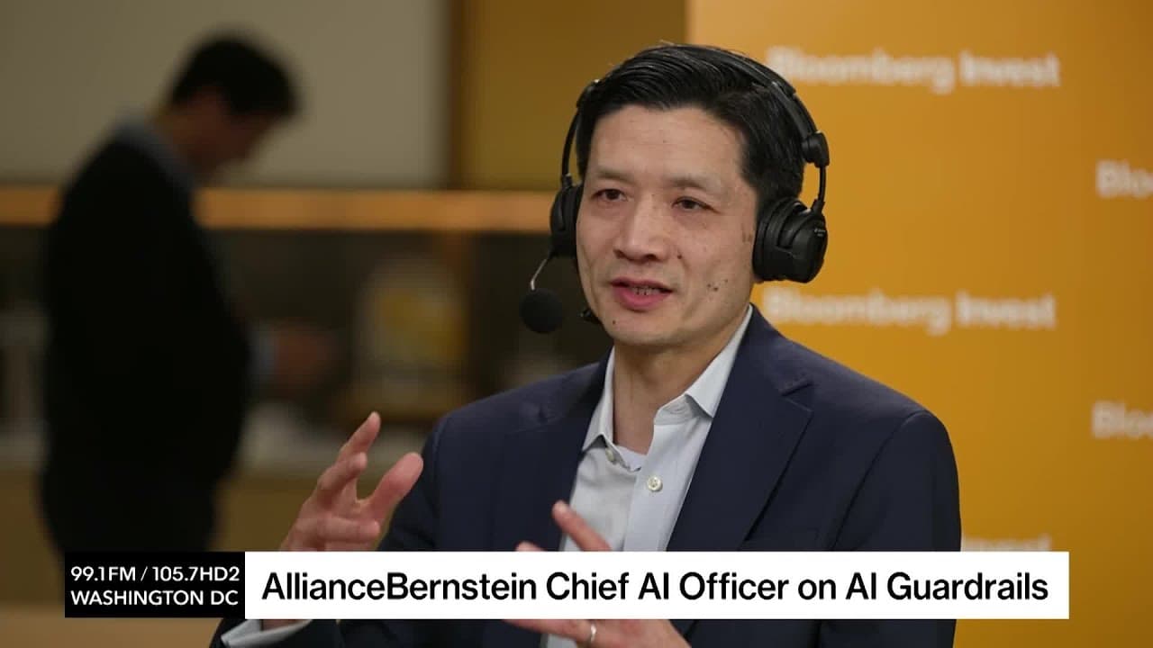 Andrew Chin, Chief AI Officer at AllianceBernstein, speaking at a Bloomberg event.