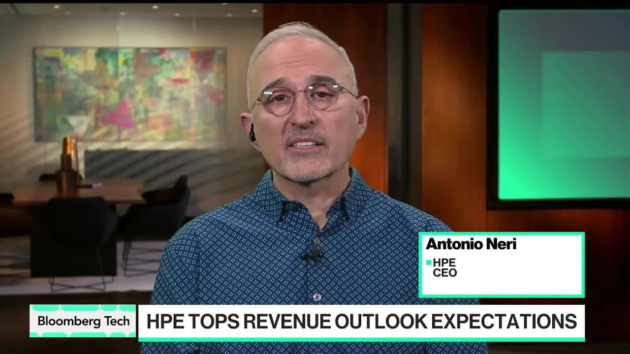 Antonio Neri, CEO of Hewlett Packard Enterprise, speaking on a Bloomberg Tech segment.