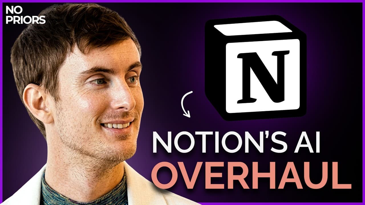 Portrait of Simon Last and Sarah Guo, hosts of No Priors podcast, with AI-inspired visuals.