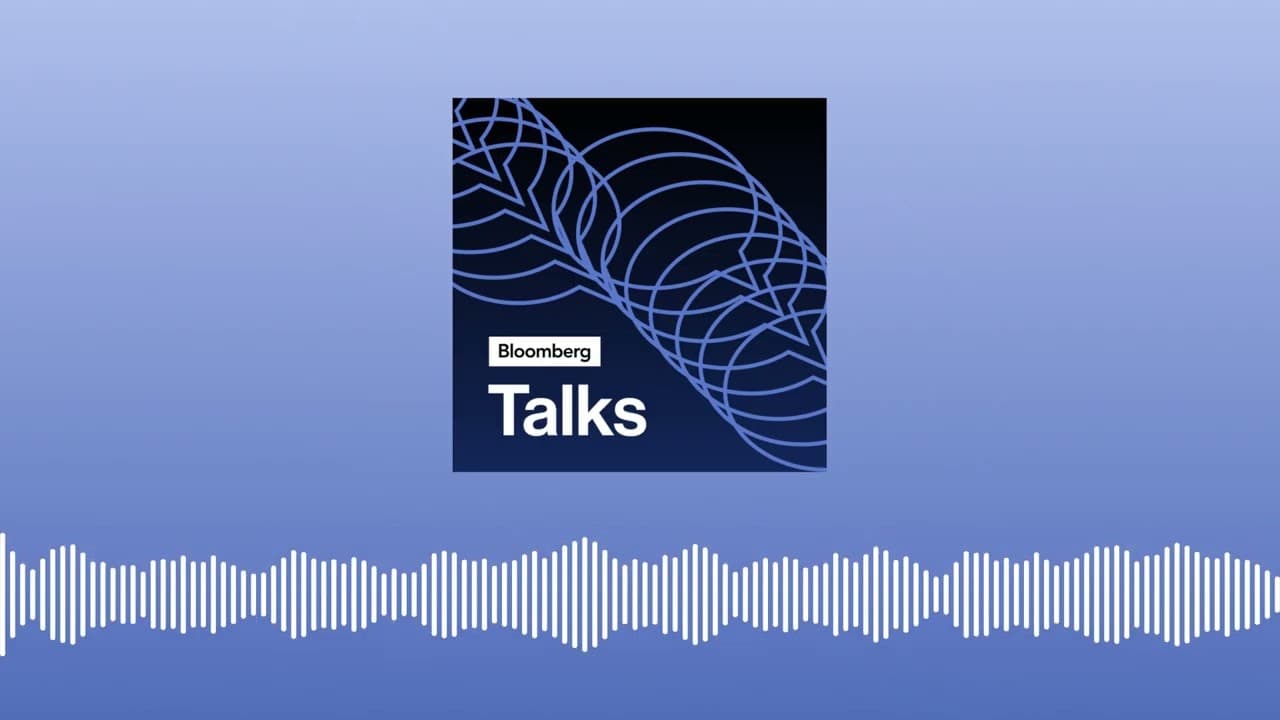 Bloomberg Talks logo on a blue gradient background with audio waveform.