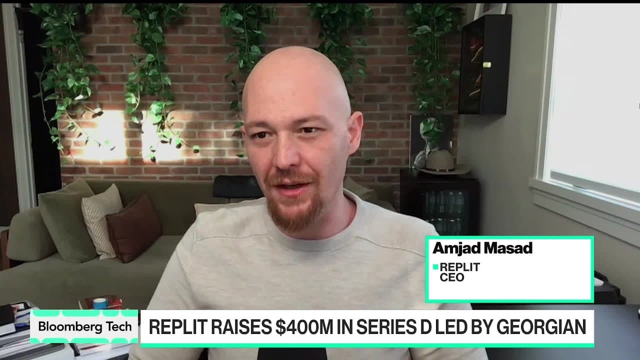 Replit CEO Amjad Masad speaking on Bloomberg Tech about the company's $400M funding round.
