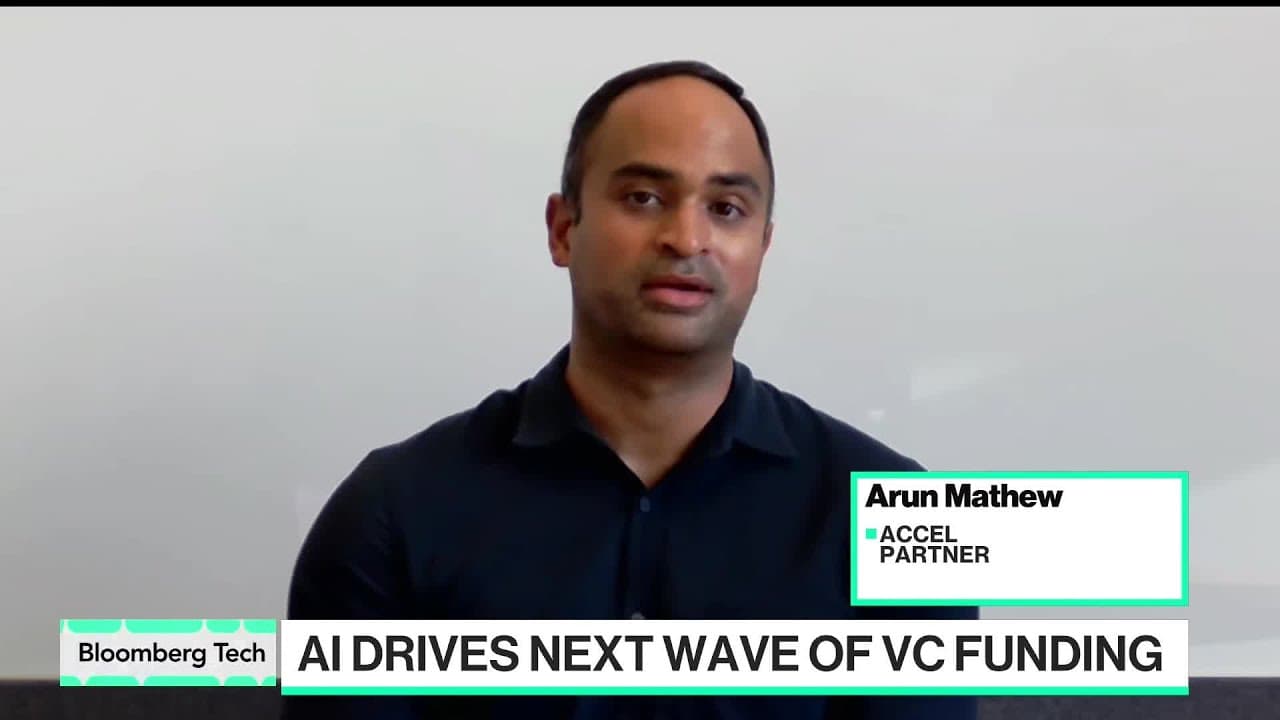 Arun Mathew, Accel Partner, speaking on Bloomberg Technology about AI funding.