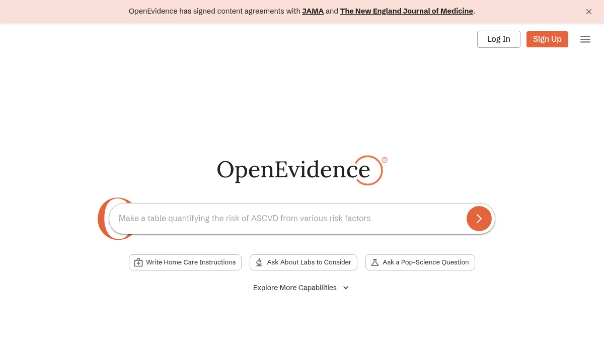 Screenshot of OpenEvidence