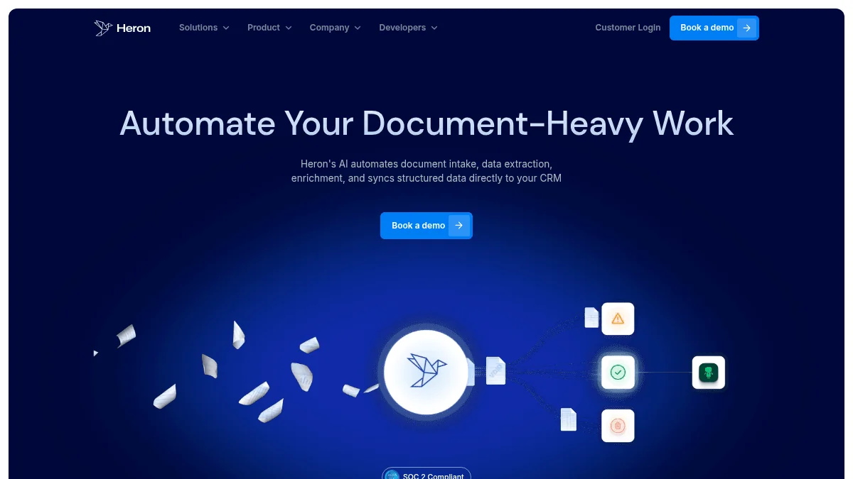 Screenshot of Heron AI document automation