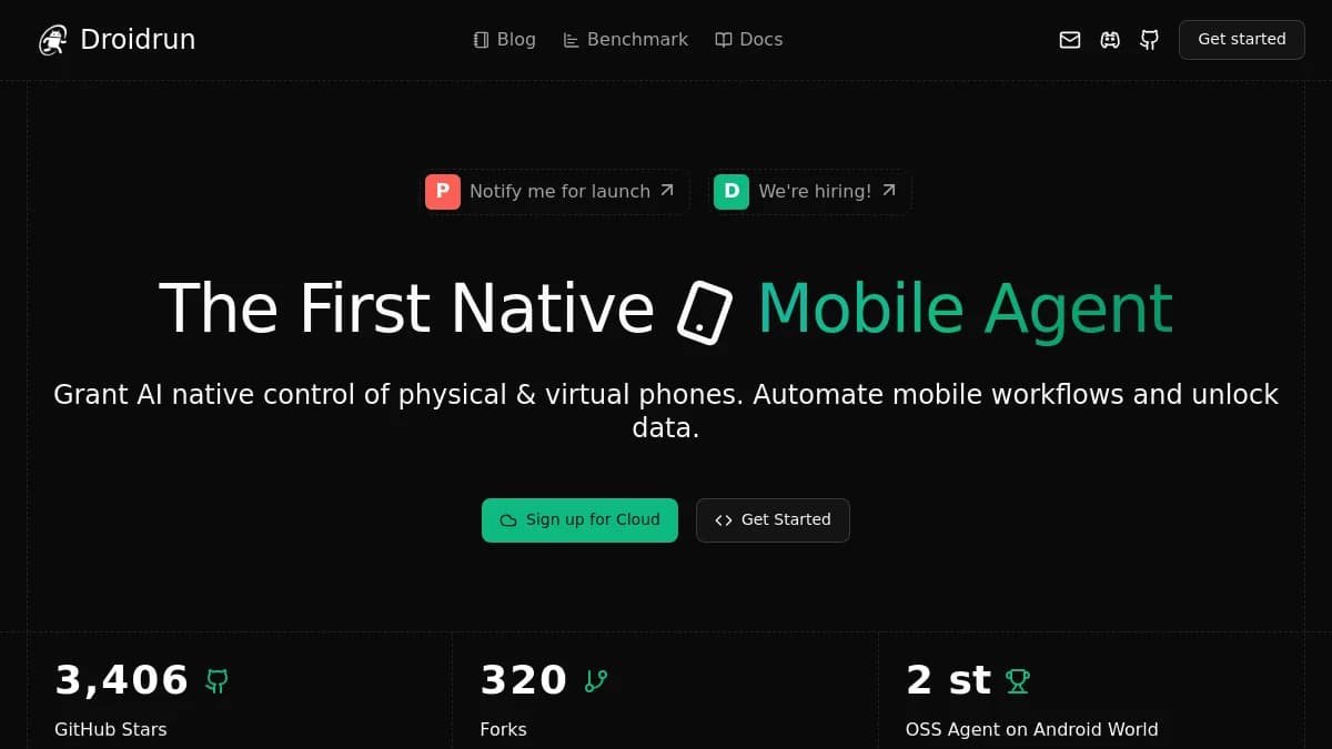 Screenshot of Droidrun mobile AI
