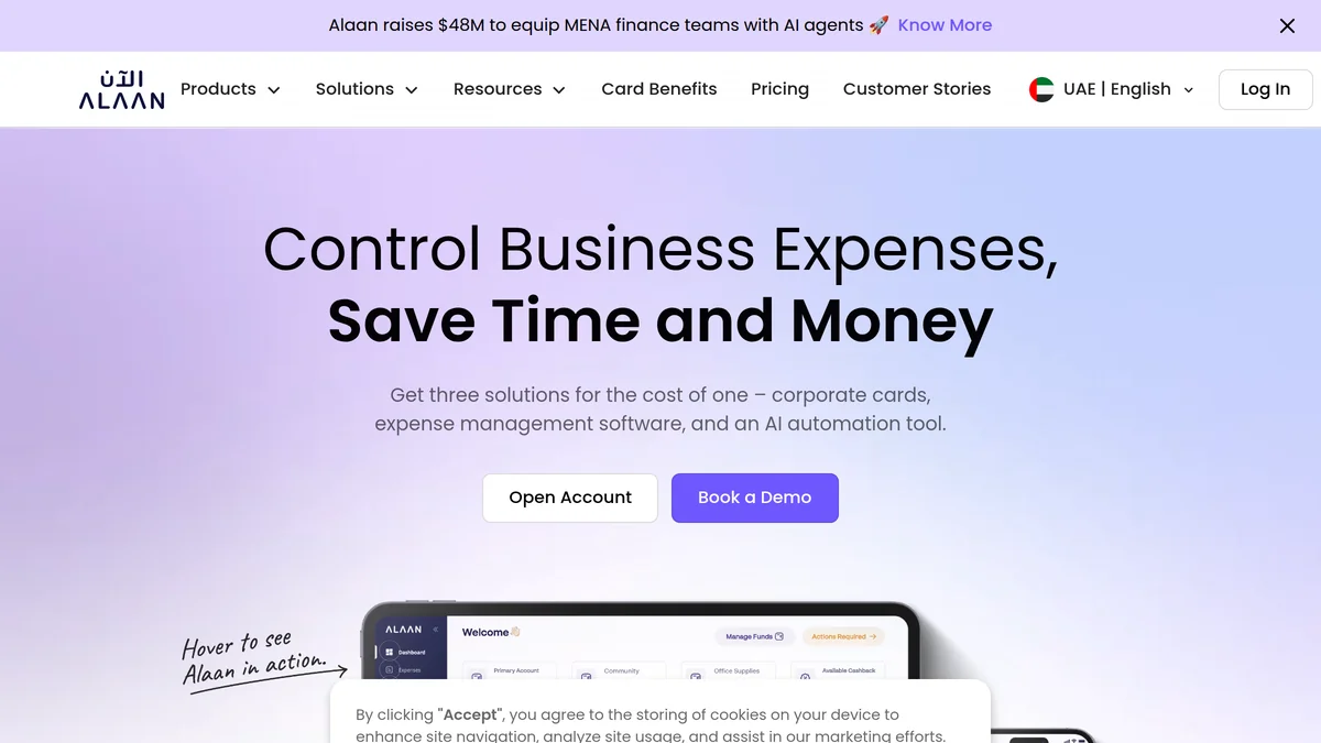 Screenshot of Alaan Series A funding