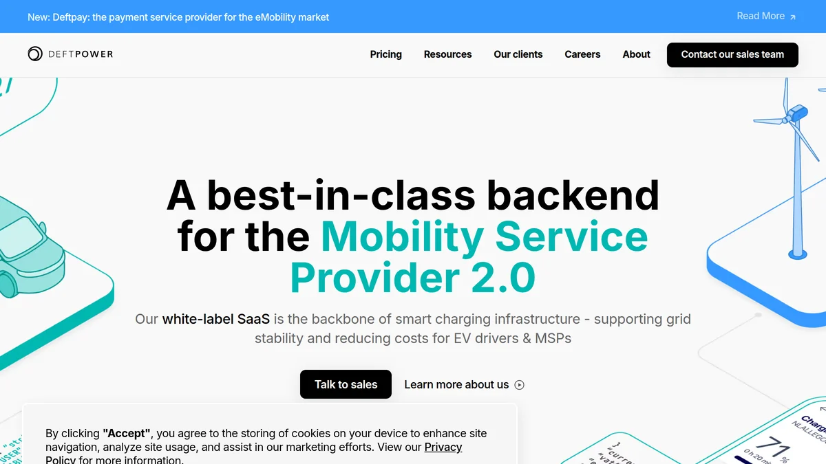 Screenshot of AI EV charging platform