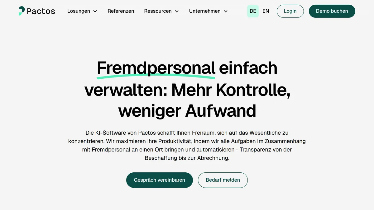 Screenshot of Pactos AI platform