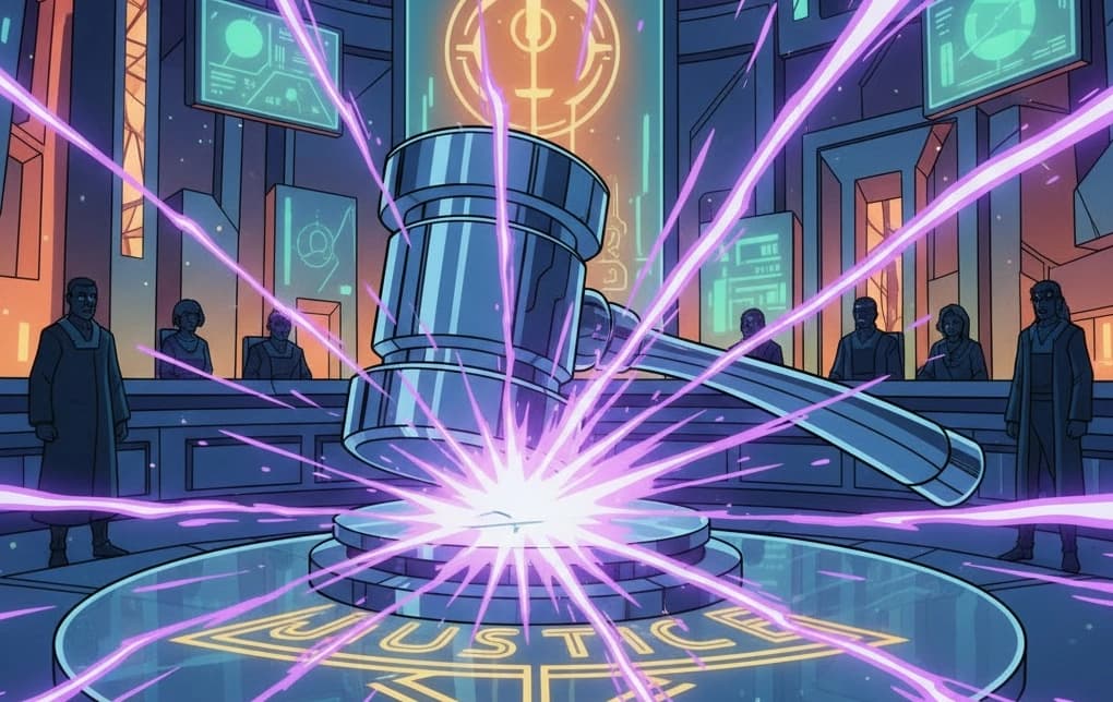 A small, modern law office desk with a laptop displaying an AI interface, symbolizing how technology empowers small law firms