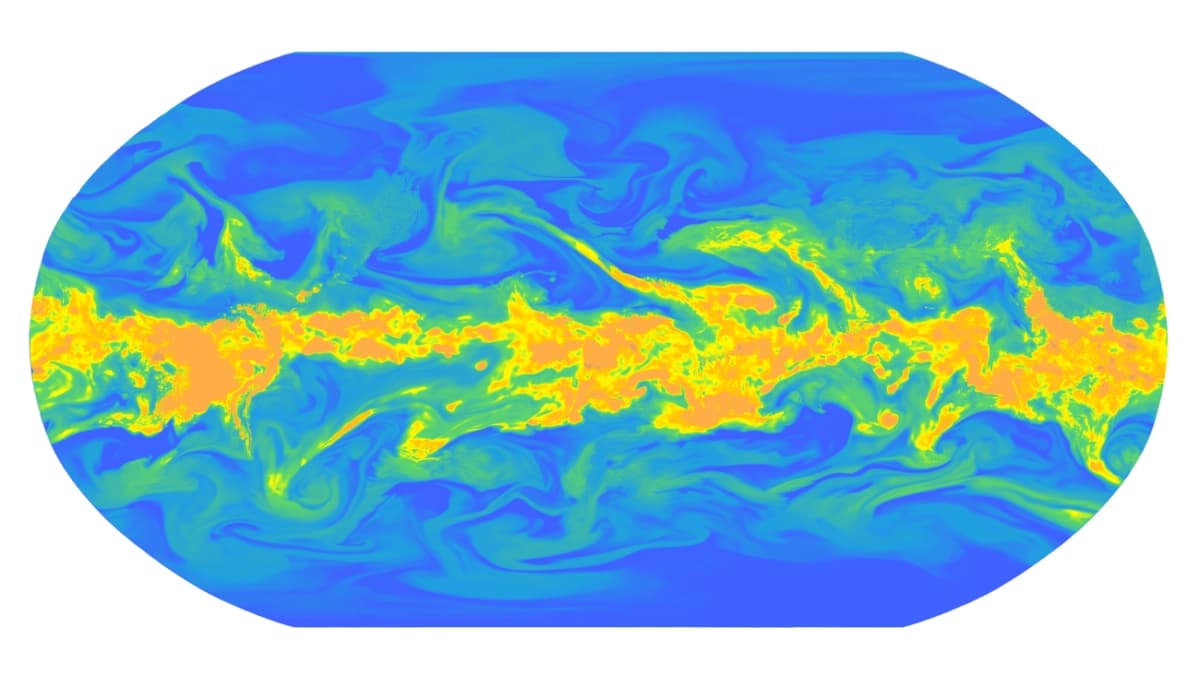 A satellite view of Earth with data overlays, representing the advanced capabilities of Google's WeatherNext 2 weather forecasting AI.