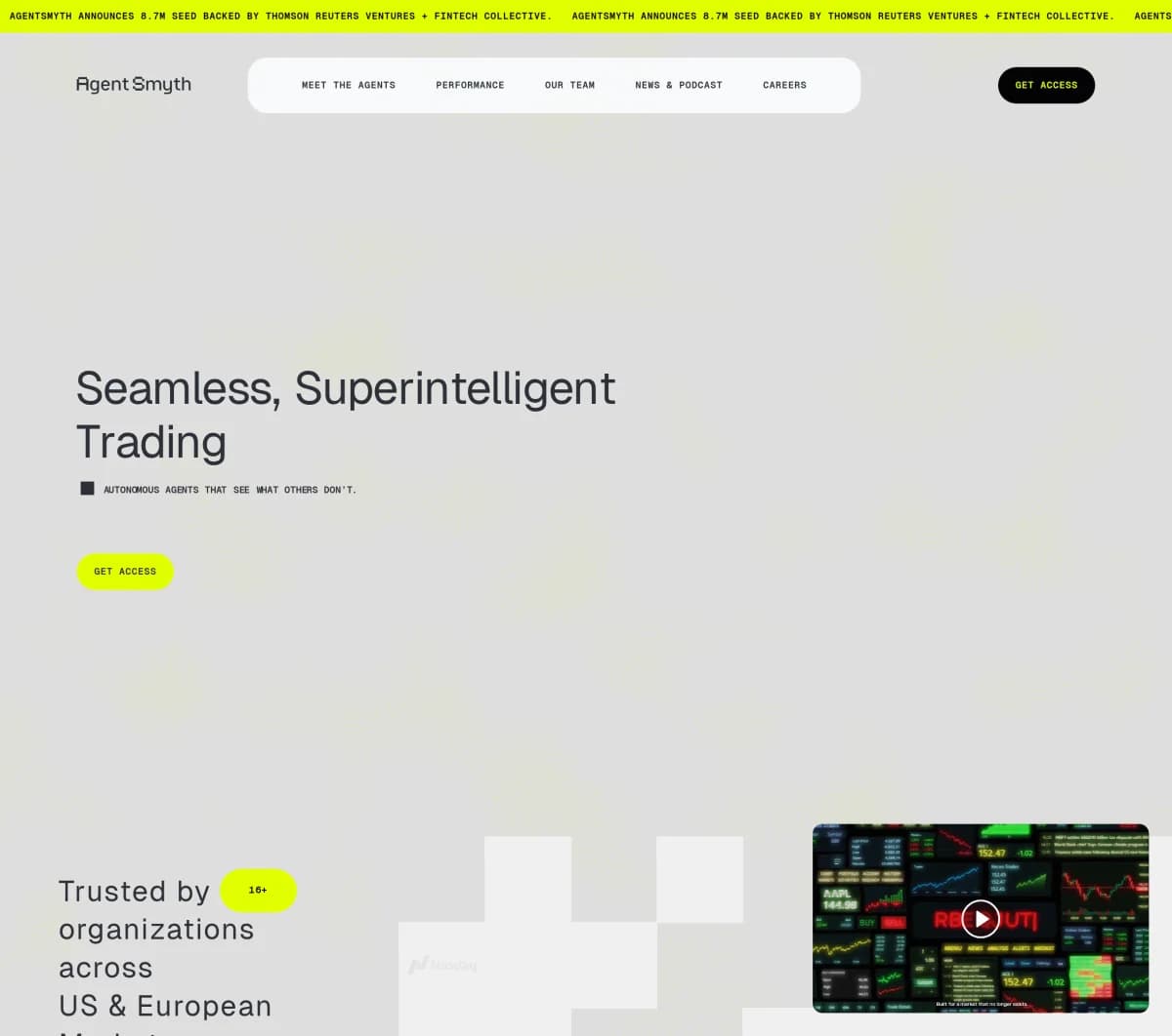 Screenshot of AgentSmyth Seed Funding $8.7M