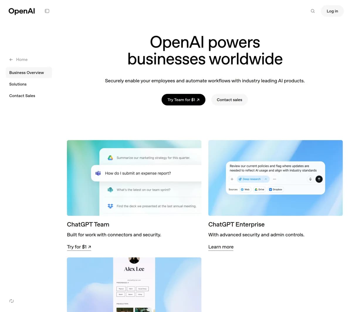 Screenshot of OpenAI Enterprise AI Tools and 3 Million Business Users