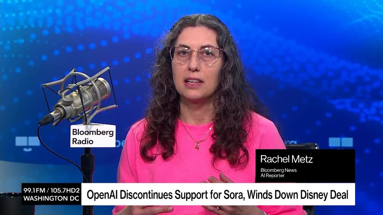 Rachel Metz speaking on Bloomberg Radio about OpenAI's strategy shift.