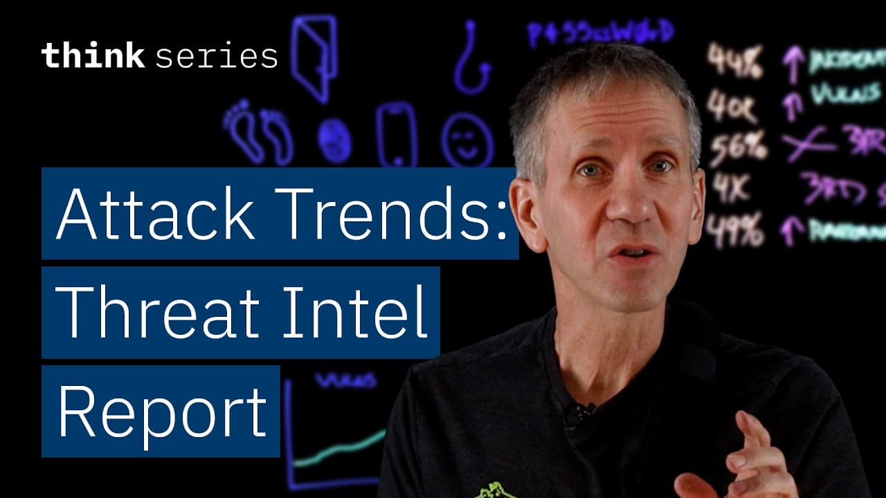 A man with a cast on his arm, representing cybersecurity vulnerabilities, points to a whiteboard illustrating rising cyber threat statistics like incident increases, new vulnerabilities, unauthenticated exploits, and supply chain attacks from the IBM 2026 X-Force Threat Intelligence Index.